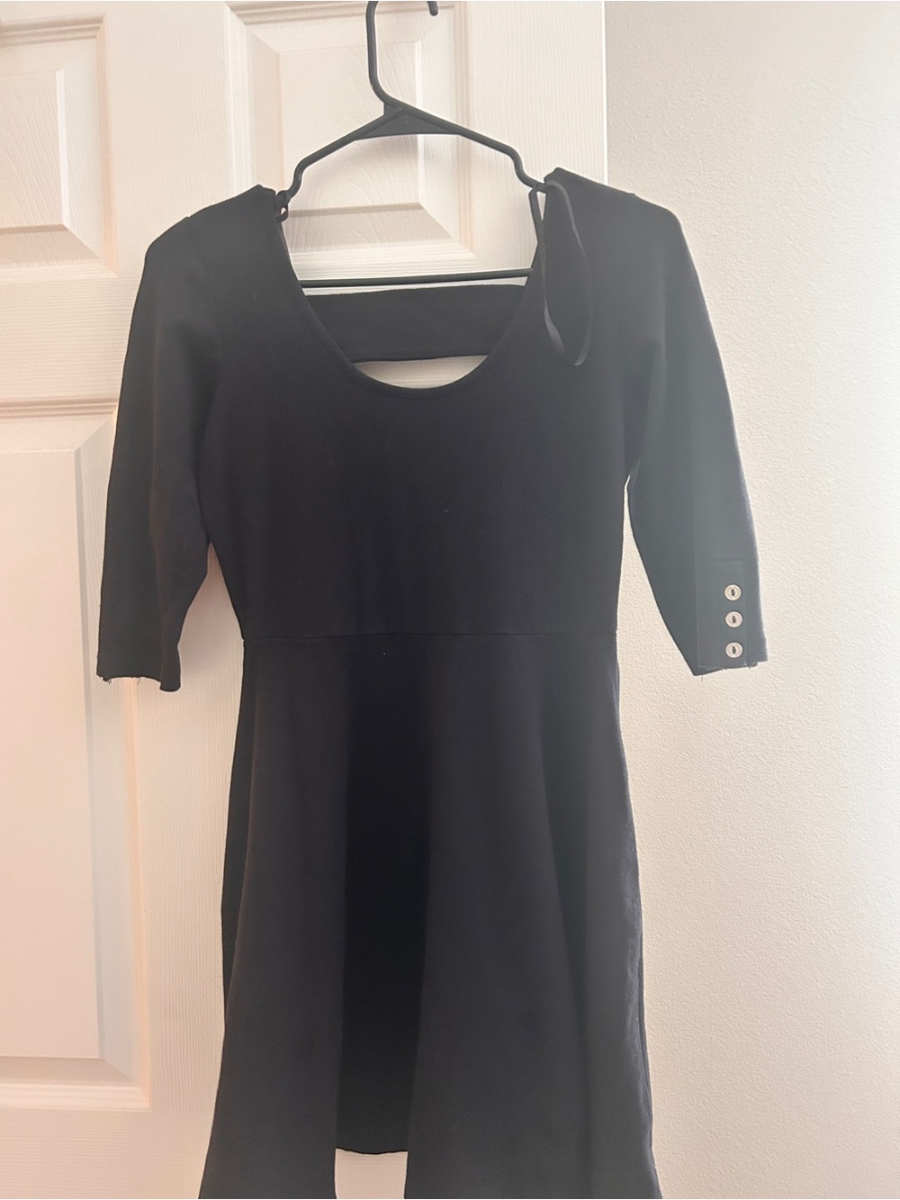 G by Guess Black Scoop-Neck Mini Dress with Button Cuffs